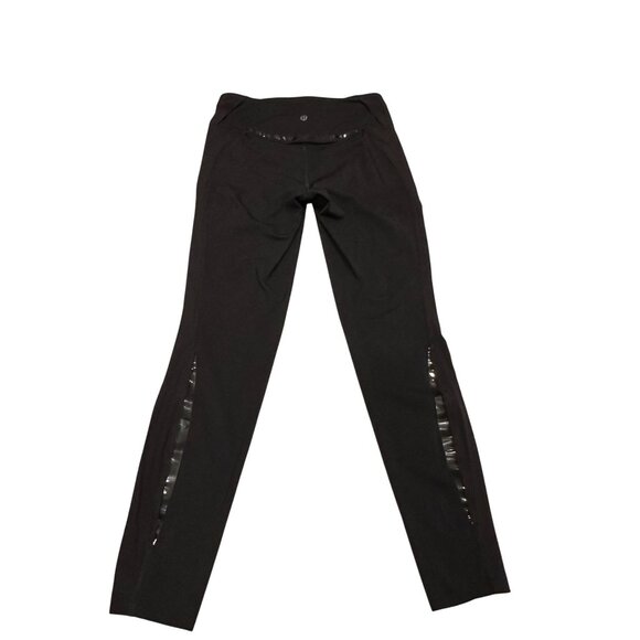 Lululemon Black High-Waist Full-Length Leggings With Reflective Details Size 6 - Picture 1 of 11